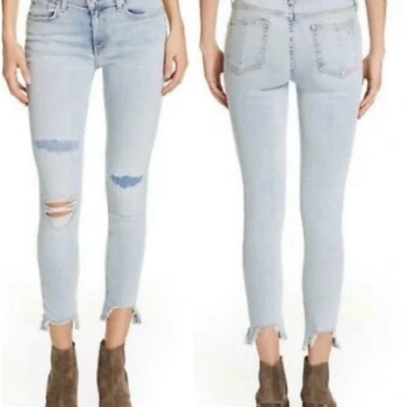 Rag & bone Lynn W/ Holes ankle skinny jeans raw hem - Picture 1 of 7